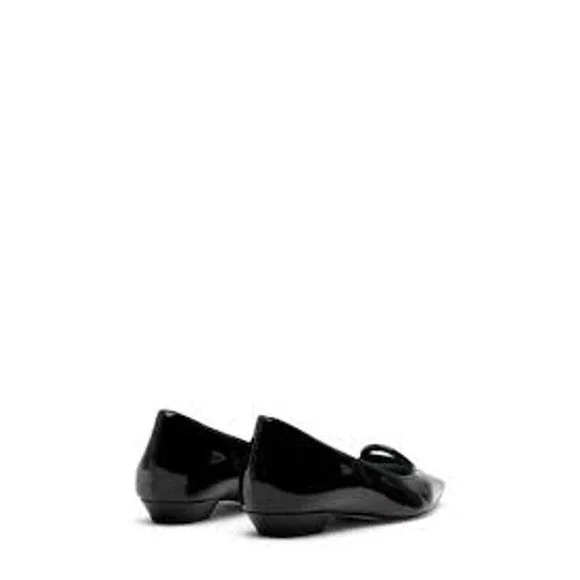 Frances Valentine Regan Flat Metallic Leather Black